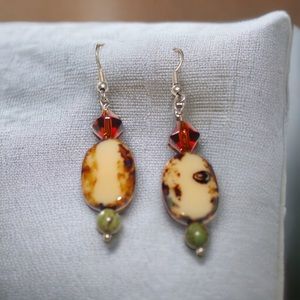 Glass and stone earrings
